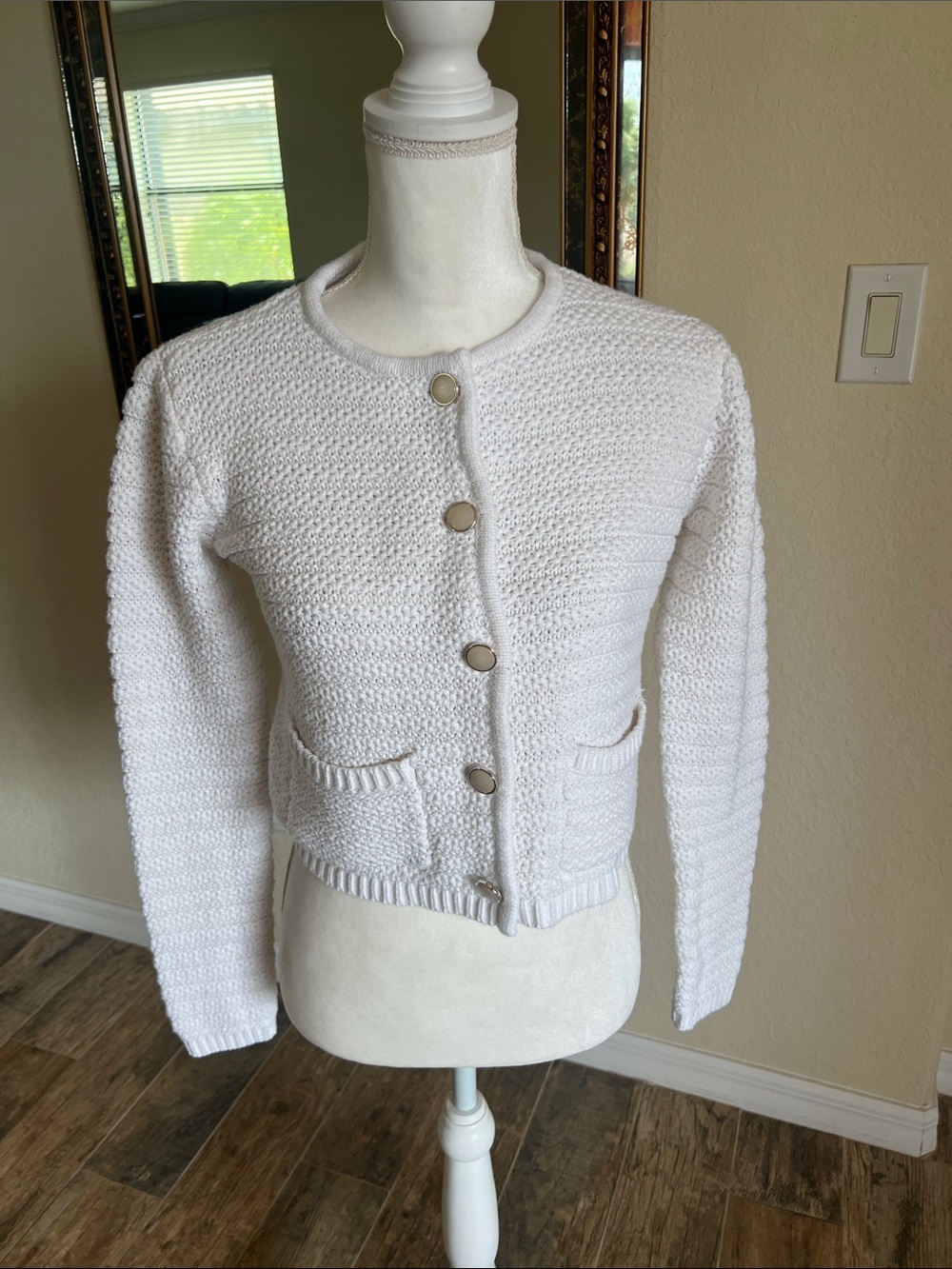 Joie White Textured Knit Button-Front Cardigan - Picture 6 of 17